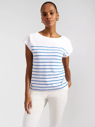 Hobbs Alycia Stripe T-Shirt, White/Blue - White/Blue - Female
