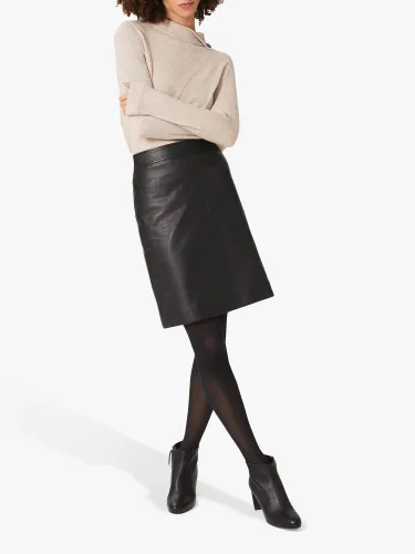 Hobbs Annalise Leather A-Line Skirt, Black - Black - Female