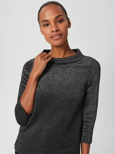 Hobbs Betsy Sparkle Roll Neck Top - Black/Silver - Female