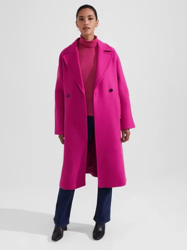 Hobbs Carine Wool Blend Relaxed Fit Coat, Bright Pink - Bright Pink - Female