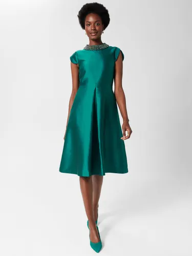 Hobbs Christie Embellished Neck Dress, Jewel Green - Jewel Green - Female