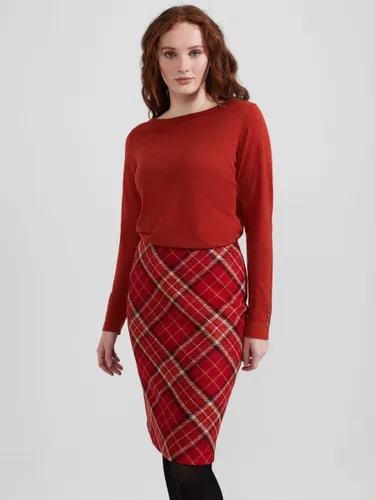 Hobbs Daphne Wool Pencil Skirt, Red/Multi - Red/Multi - Female
