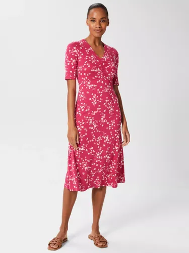 Hobbs Frankie Floral Print Jersey Dress, Raspberry/Ivory - Raspberry/Ivory - Female