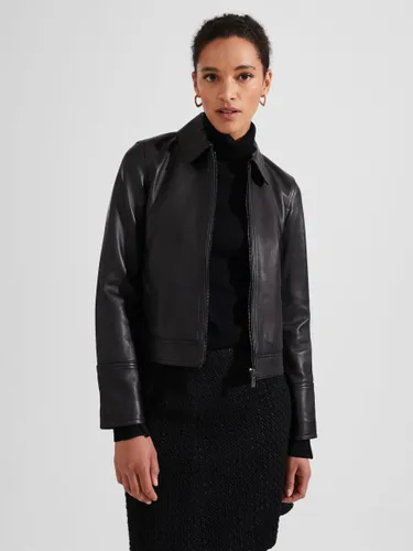 Hobbs Frederica Short Leather Jacket, Black - Black - Female