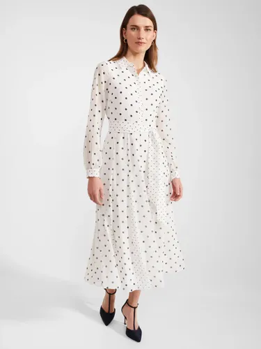 Hobbs Lucilla Polka Dot Midi Shirt Dress, Ivory/Navy - Ivory/Navy - Female