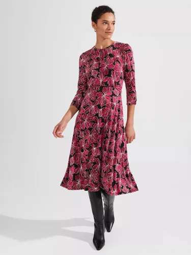 Hobbs Mabel Floral Jersey Dress, Black/Pink - Black/Pink - Female
