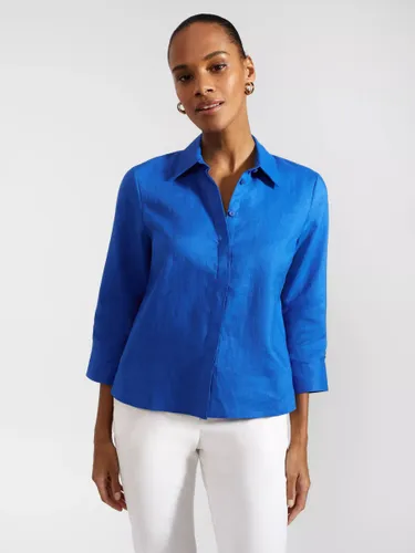 Hobbs Nita Cropped Linen Shirt - Atlantic Blue - Female