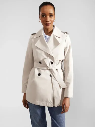 Hobbs Norma Double Breasted Short Trench Coat, Buff Grey - Buff Grey - Female