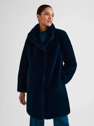 Hobbs Petite Maddox Faux Fur Coat, Steel Blue - Steel Blue - Female