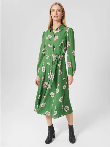 Hobbs Savannah Floral Print Shirt Dress, Pea Green/Multi - Pea Green/Multi - Female