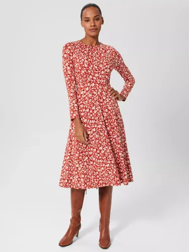 Hobbs Sian Floral Midi Jersey Dress, Sienna/Multi - Sienna/Multi - Female