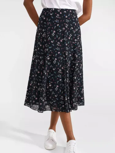 Hobbs Tess Ditsy Floral Print Midi Skirt, Navy/Multi - Navy/Multi - Female