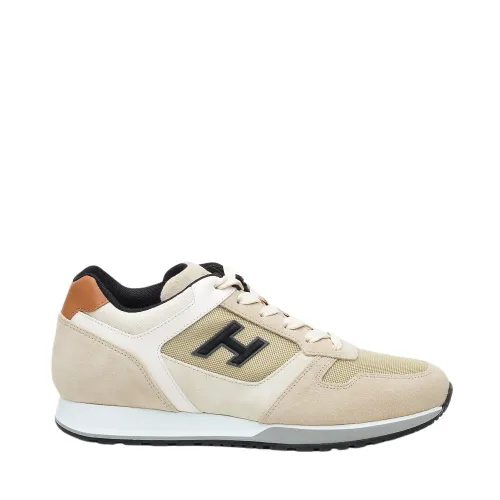 Hogan , Beige Suede Sneakers with Ivory and Technical Fabric Details ,Beige male, Sizes: