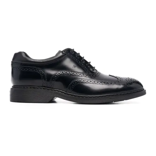 Hogan , Black Leather Brogue Shoes with Memory Foam ,Black male, Sizes: 5 UK, 8 1/2 UK, 9 1/2 UK, 9 UK, 7 UK, 6 UK, 7 1/2 UK, 6 1/2 UK, 10 UK, 5 1/2 U