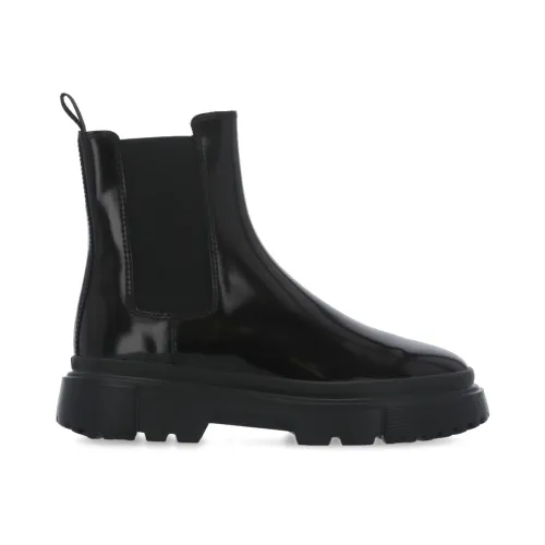 Hogan , Black Leather Chelsea Boots for Women ,Black female, Sizes: