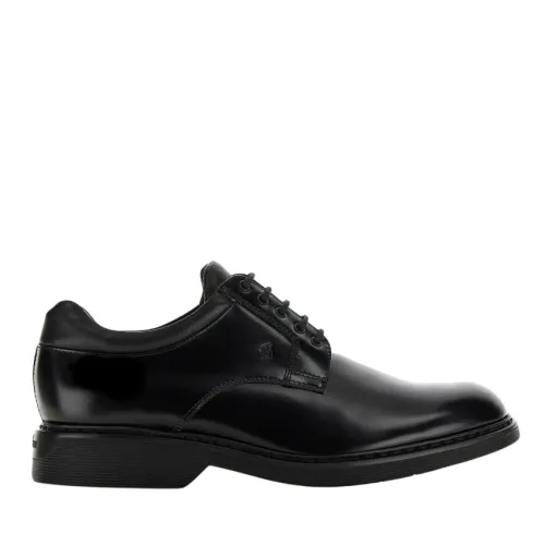 Hogan , Black Leather Lace-up Shoes ,Black male, Sizes: