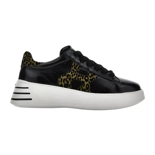 Hogan , Black+Animalier Sneakers with Soft and Refined Lines ,Black female, Sizes: