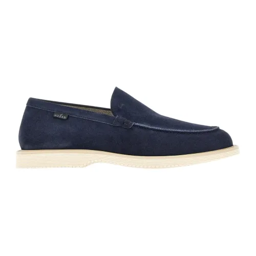 Hogan , Blu Ss23 Suede Leather Loafers ,Blue male, Sizes: