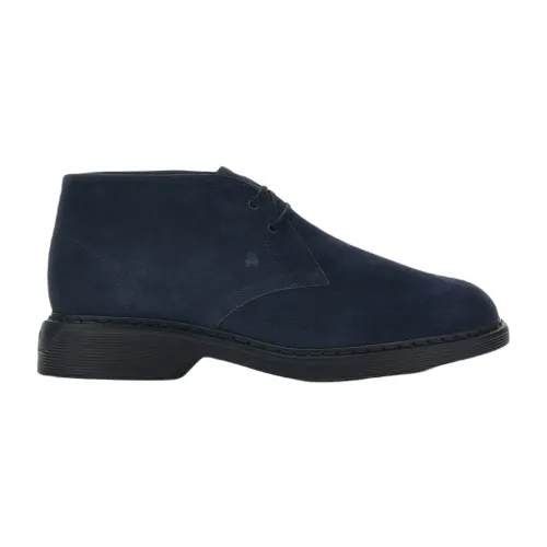 Hogan , Blue Suede H576 Ankle Boot ,Blue male, Sizes: