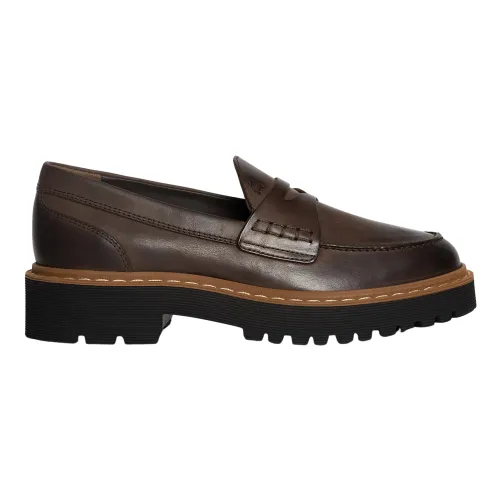 Hogan , Brown Leather Loafers ,Brown female, Sizes: