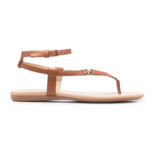 Hogan , Brown Leather Sandal with Adjustable Ankle Strap ,Brown female, Sizes: