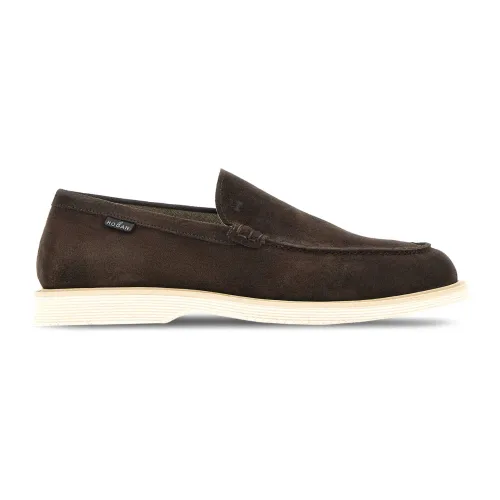 Hogan , Brown Suede Moccasin ,Brown male, Sizes: