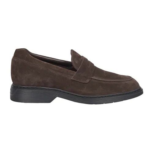 Hogan , Brown Suede Moccasins with Memory Foam ,Brown male, Sizes: