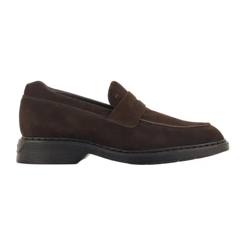 Hogan , Classic Casual Suede Moccasin ,Brown male, Sizes: