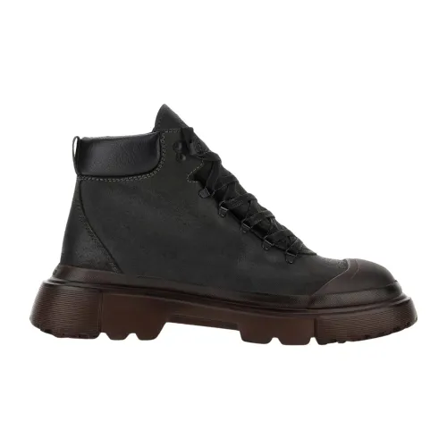 Hogan , Gray and Black Boots ,Black male, Sizes:
