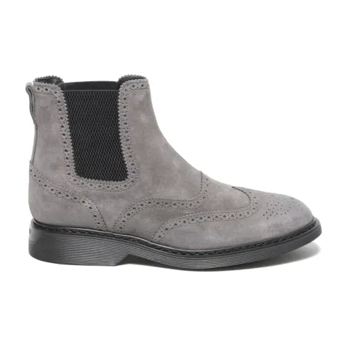 Hogan , Gray Suede Beatles Style Boot ,Gray male, Sizes: