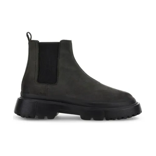 Hogan , Grey Suede Chelsea Boots ,Gray male, Sizes: