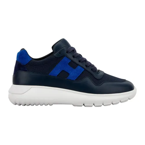 Hogan , Kids` Leather Sneakers with Rubber Sole ,Blue male, Sizes: