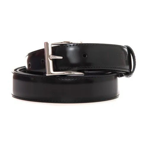 Hogan , Leather Reversible Belt With Logo ,Black male, Sizes: ONE