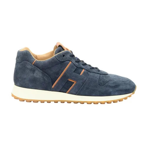 Hogan , Navy Suede Low Top Sneakers ,Blue male, Sizes: