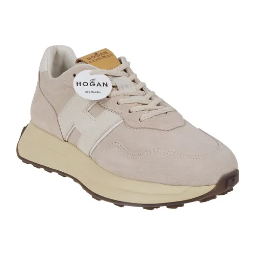 Hogan , SCJ H641 Allacciato H Patch Sneakers ,Beige female, Sizes:
