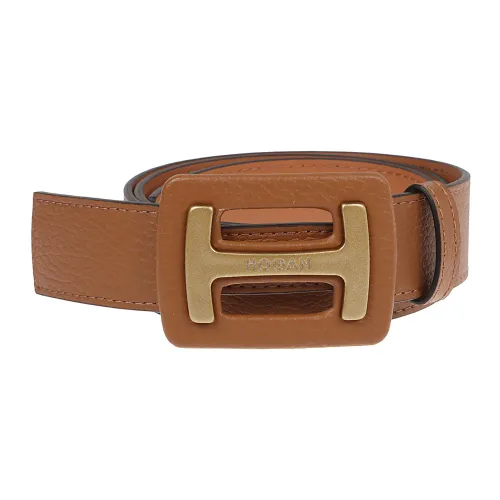 Hogan , Sophisticated Logo-Plaque Belt ,Brown female, Sizes: