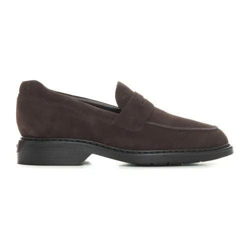 Hogan , Sophisticated Suede Loafers ,Brown male, Sizes: