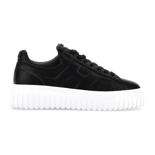 Hogan , Striped Leather Sneakers ,Black male, Sizes: