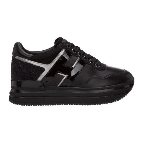Hogan , Stylish Leather Platform Sneakers ,Black female, Sizes: