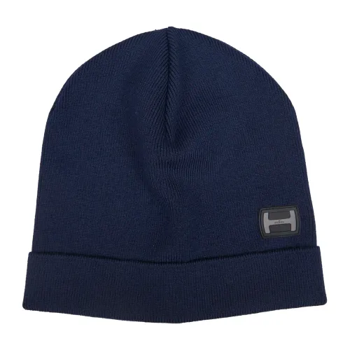 Hogan , Stylish Wool Blend Men`s Hat ,Blue male, Sizes: ONE