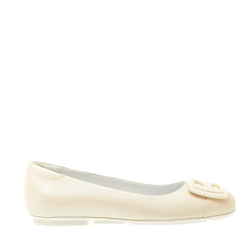 Hogan , White Leather Ballerina Shoes ,White female, Sizes: