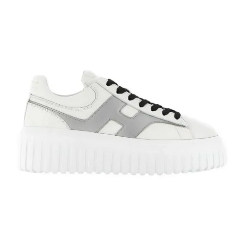 Hogan , White Sneakers with Stripe Leather Wedge ,White female, Sizes: