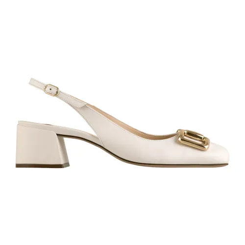 Högl , Beige Leather Mary Pumps ,Beige female, Sizes: