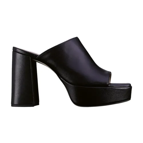 Högl , Black Leather Flat Sandals ,Black female, Sizes: