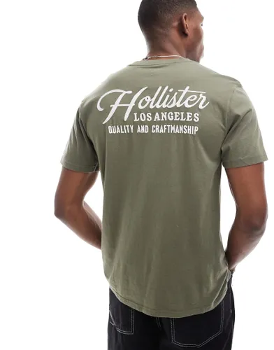 Hollister back print t-shirt in olive green-Brown