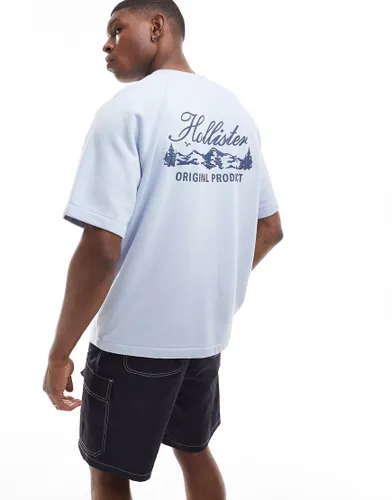 Hollister logo short sleeve oversized terry sweatshirt in light blue