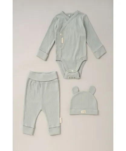 Homegrown Baby Unisex Green Cotton Bodysuit, Jogger and Hat 3-Piece Set