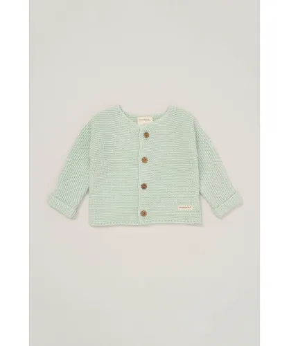 Homegrown Childrens Unisex Organic Cotton Knitted Cardigan - Green