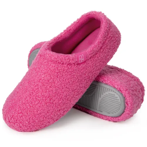 HomeTop Women's Fuzzy Curly Fur Memory Foam Loafer Slippers