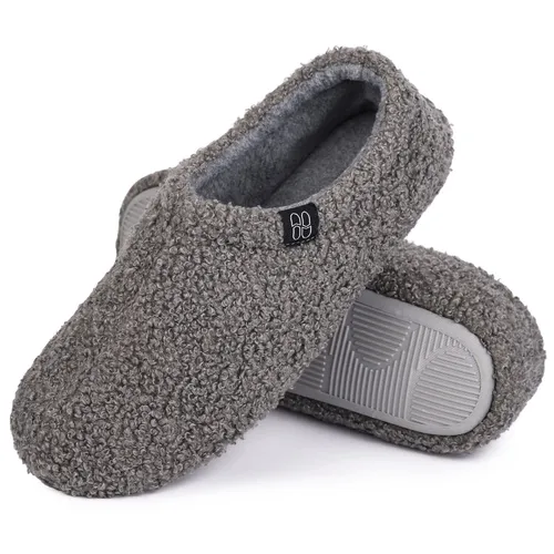 HomeTop Women's Fuzzy Curly Fur Memory Foam Loafer Slippers